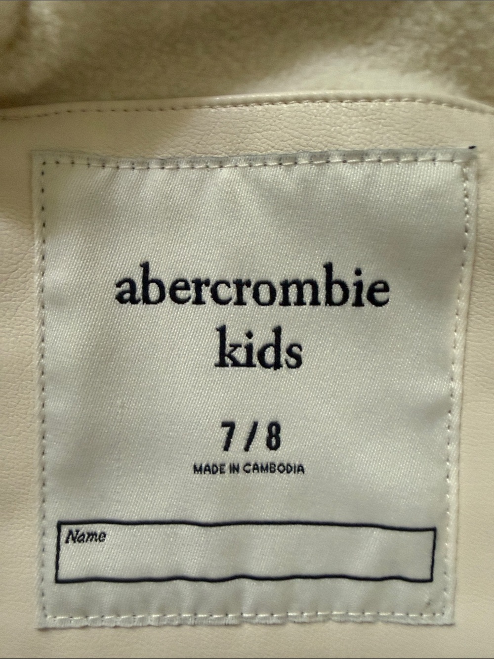 abercrombie kids Cream Sherpa Zip Moto Jacket - Picture 2 of 5